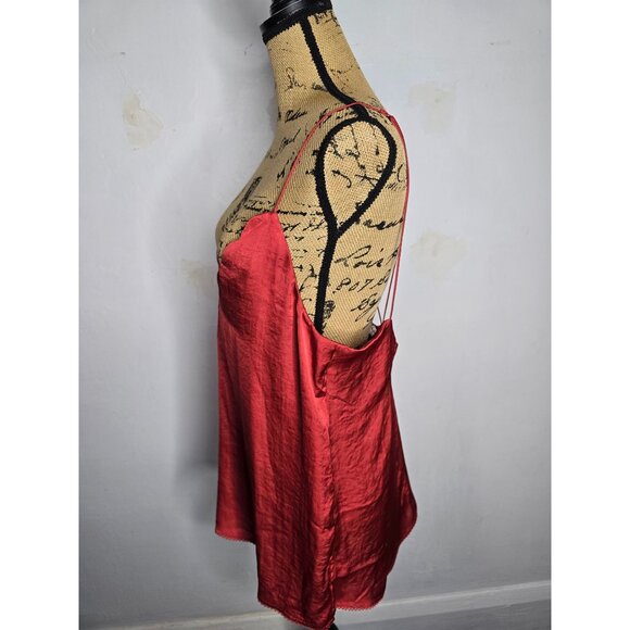 Intimately Free People Sensual Satin Scallop Cami Tank Top Rust Large - Picture 4 of 13